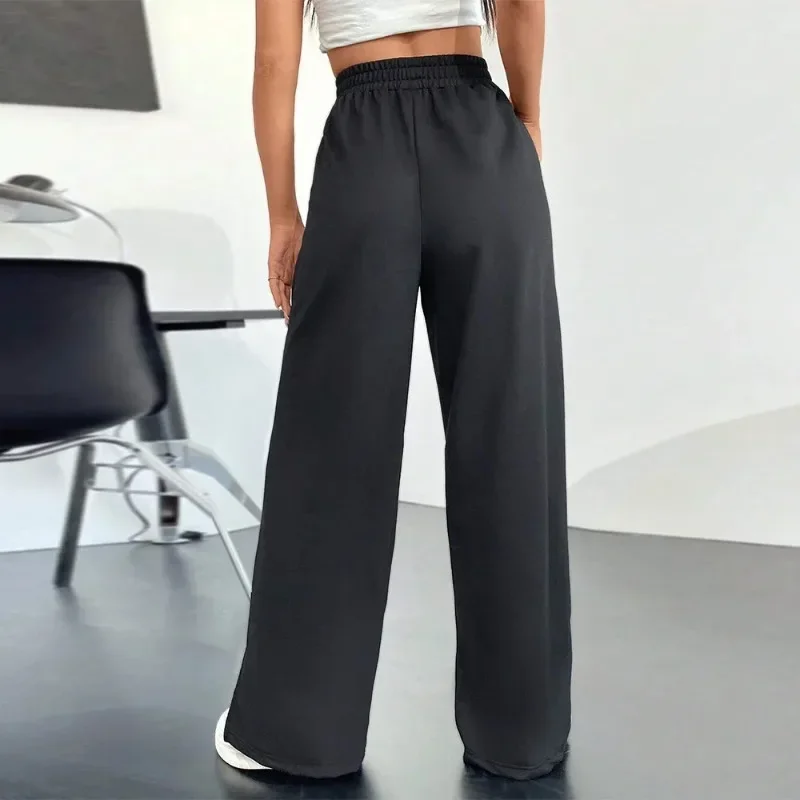2024 Autumn/Winter Women's Fashion Casual Sports Pants Elastic Waist Wide Leg Straight Leg Guard Pants Korean Clothes YSQ53