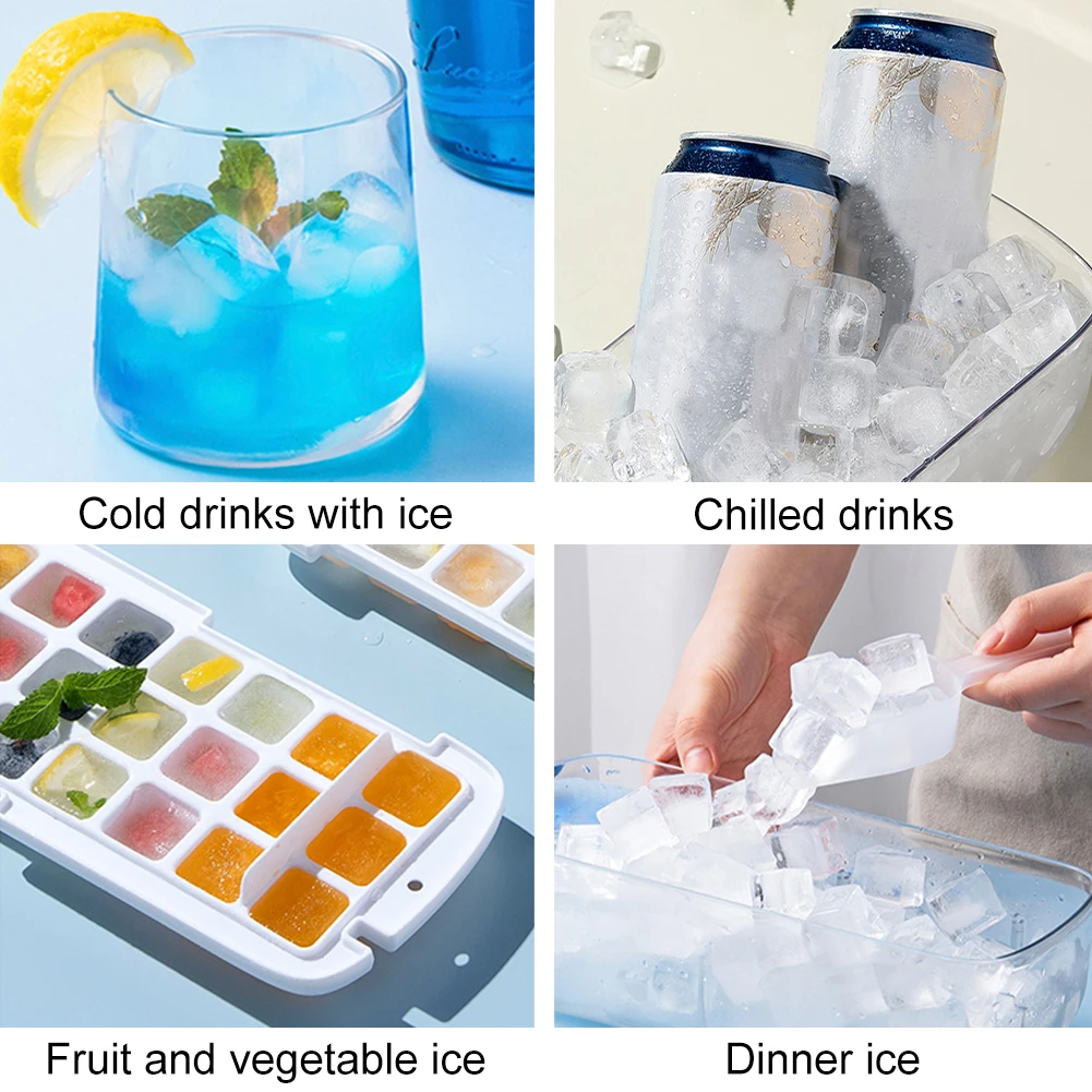 Ice Cube Tray With Lid And Bin Quick Release Silicone Ice Cube Maker Mold With Container For Cocktail Whiskey Bar Kitchen Tools