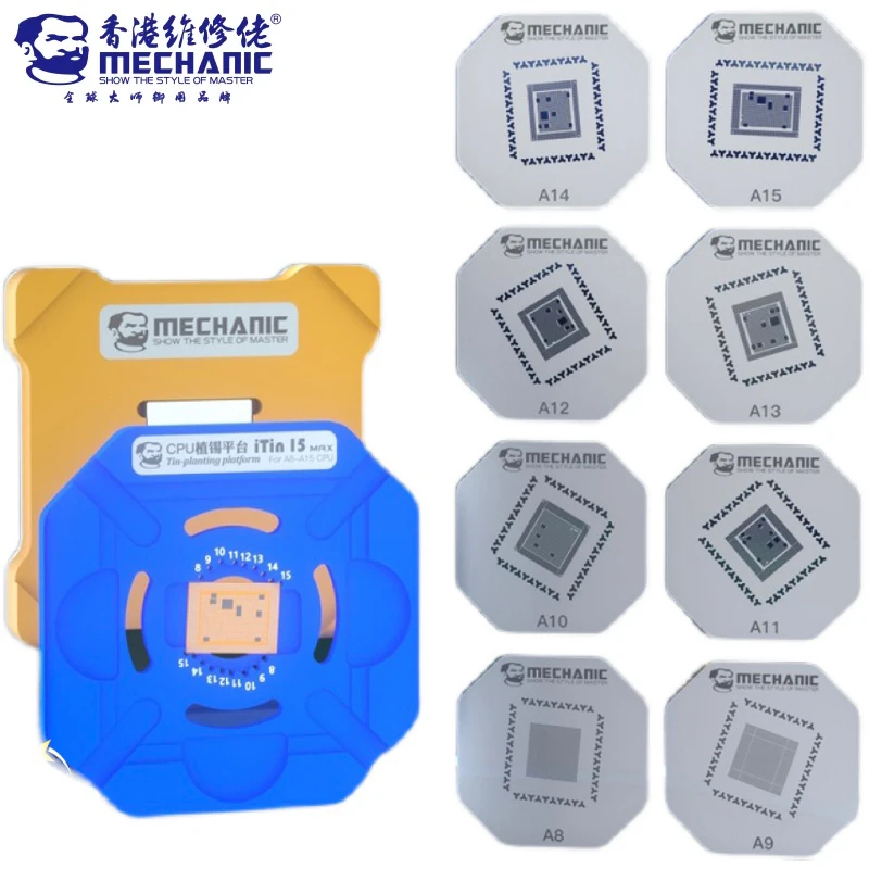 

Mechanic iTin 15MAX Оловянное приспособление для посадки материнской платы ЦП BGA Процессор IC чип реболлинговая паяльная платформа трафареты для iPhone A8-A15