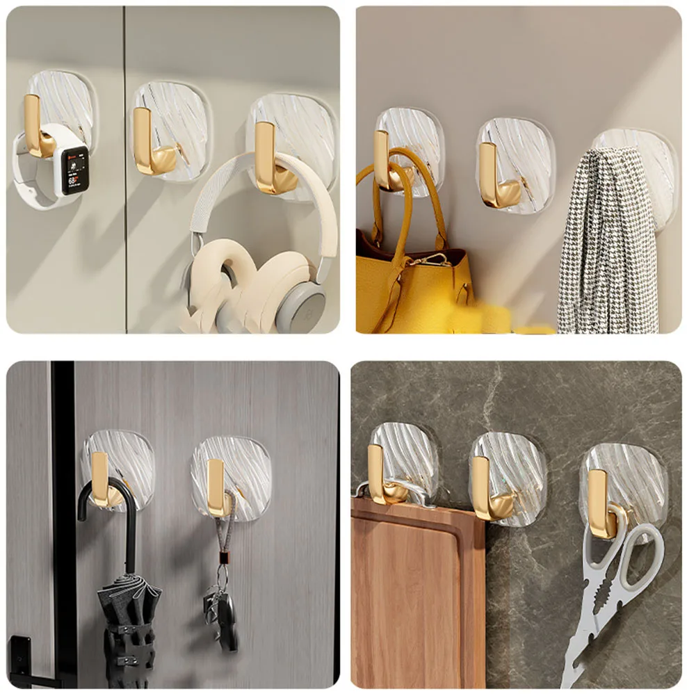 Self Adhesive Hooks 4PCS Acrylic Hanging Hooks For Wall Bathroom Towel Holder Organizer