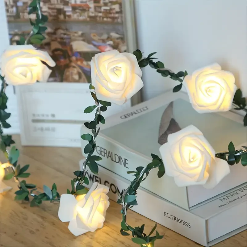 1PC 10 LED 장미 꽃 문자열 조명 배터리 구동 꽃 장미 밤 램프 결혼식 발렌타인 데이 파티 갈 랜드 장식