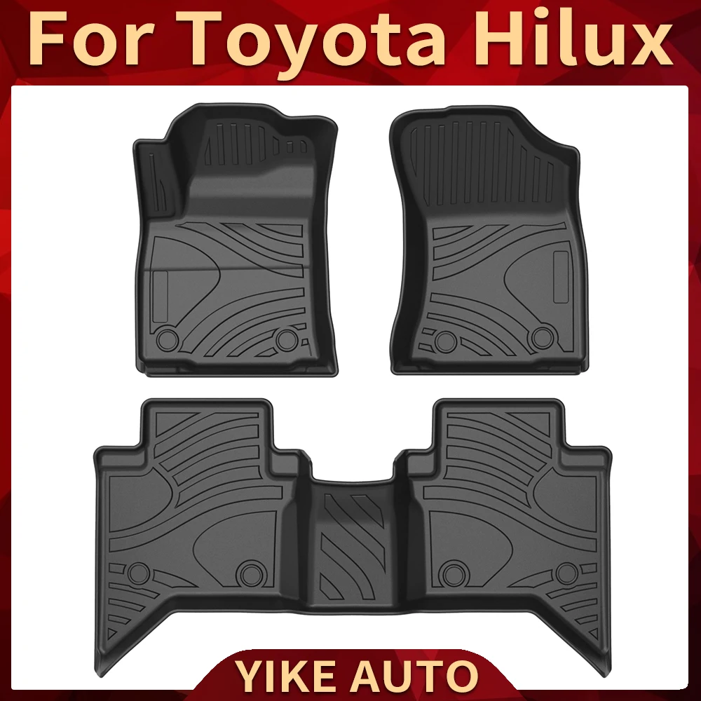 

For Toyota Hilux 2015-2023 LHD RHD Auto Car Floor Mats All-Weather TPE Foot Mats Odorless Pad Tray Mat Interior Accessories