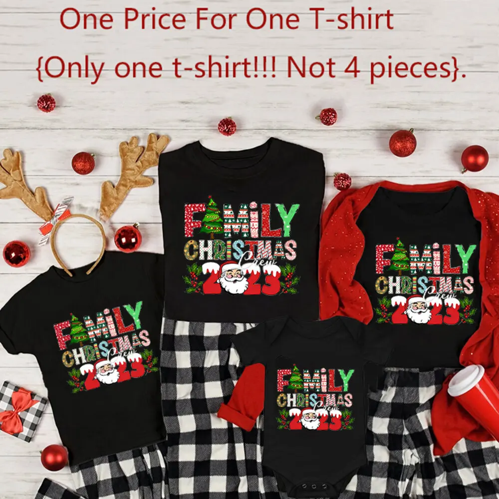thumbnail image 1 of Ropa familiar a juego para Navidad Equipo familiar de Navidad 2023 Camiseta a juego Mamá, papá, hija, hijo, bebé, remera, regalo de vacaciones, 1 of 5