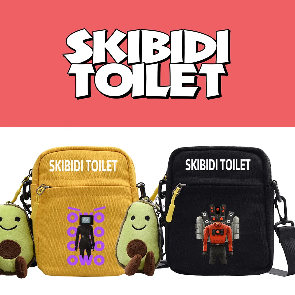 

Туалетный холщовый мешок на плечо Skibidi, плюшевая игрушка, мультяшный Милый принт, маленькая квадратная сумка для студентов, летняя повседневная простая сумка через плечо