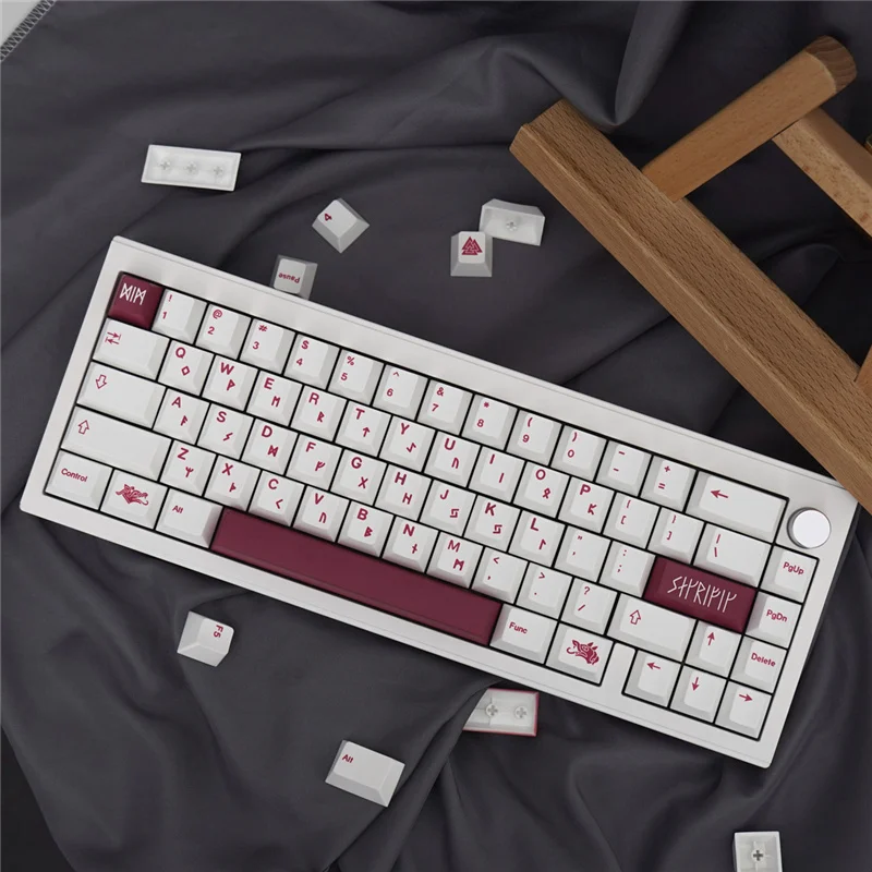 White GMK Blot Cherry Profile Dye Sublimation 142 Keys Keycaps 5