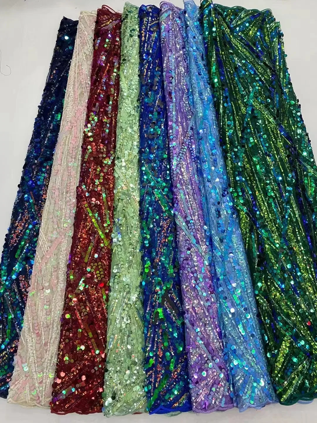 

African Lace Fabric With Sequins Nigerian Tulle Net Lace French Mesh Lace Fabric 2024 Embroidered Fabric For Wedding Dress 5Yard