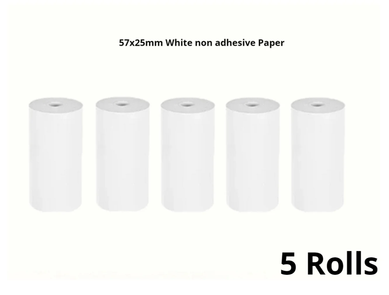 5롤 비접착성 흰색 감열지 57x25mm BPA 프리 친환경 어린이 휴대용 프린터 즉석 카메라 라벨 등