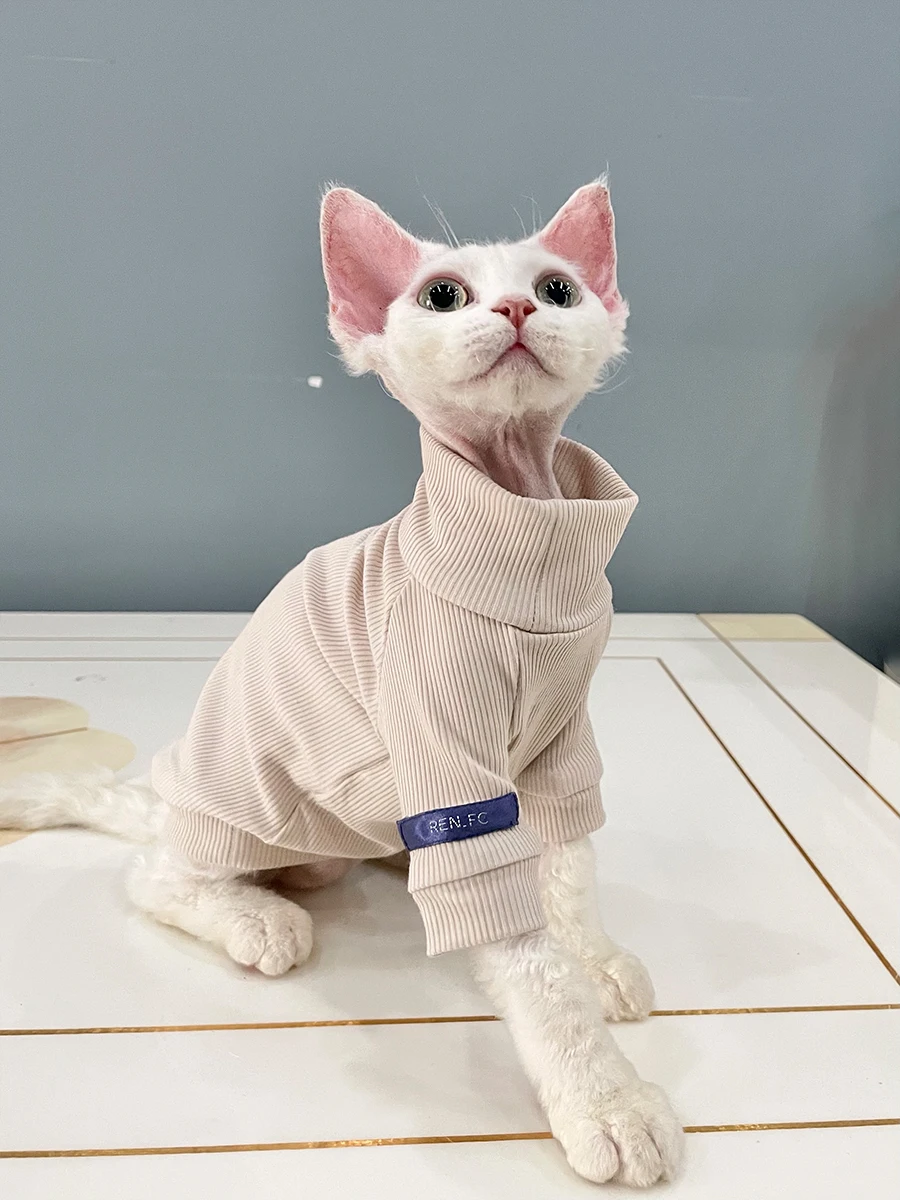 겨울용 따뜻한 스핑크스 고양이 옷, 작은 개용 스핑크스 털 없는 고양이 점프수트, 부드러운 면 새끼 고양이 잠옷, 애완 동물 의상