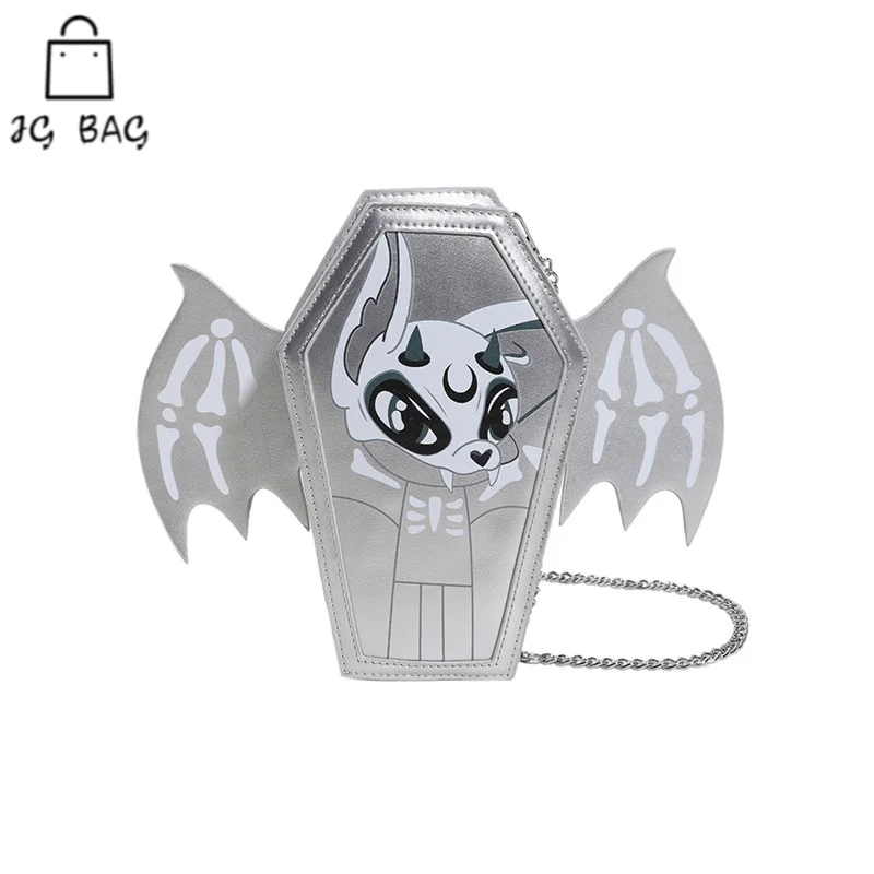 

Coffin Gothic Sweet Cool Spicy Girl Bat Wings Personalized Chain 2023 New Halloween Ghost Crossbody Bag