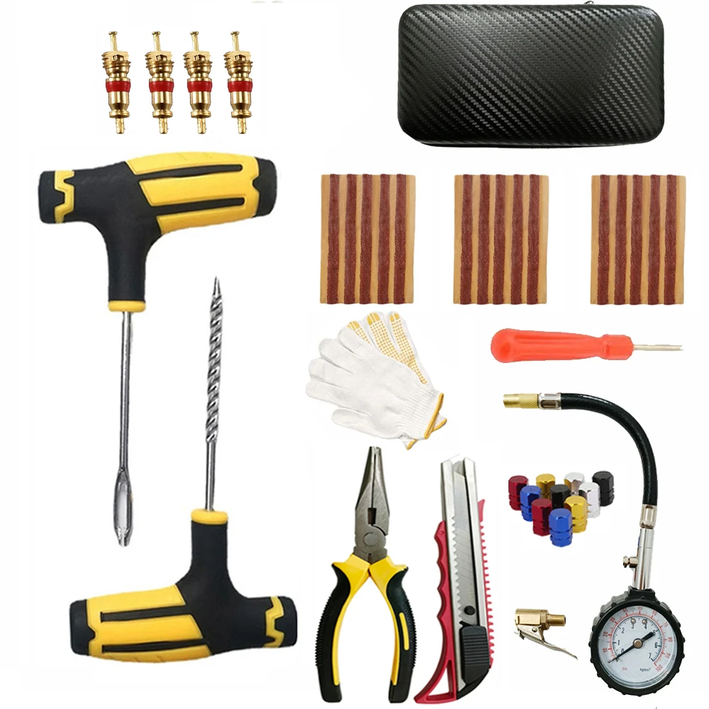 Car Repair Tool Kit Emergency Tubeless Tire Storage Bag Garage Studding Tool Set Stirring Glue