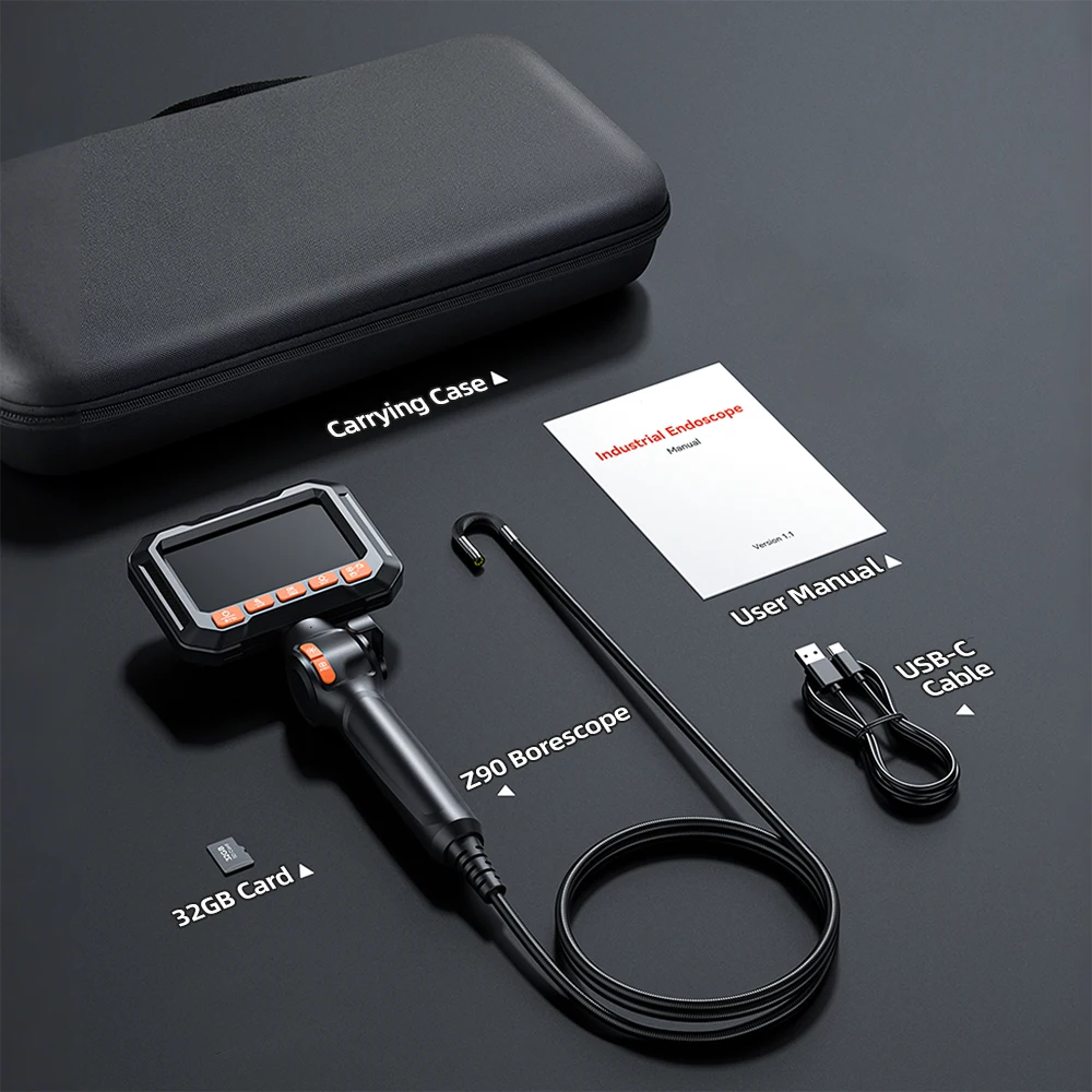 AOSUN Z90 2방향 조절식 내시경, 6.2mm 1M 성형 가능 튜브, 댐핑 기능이 있는 1080P HD 검사 카메라