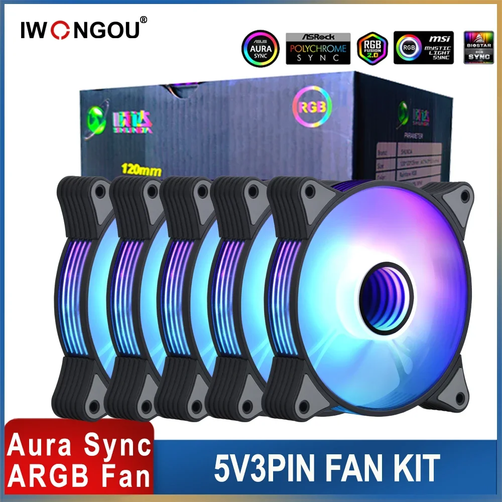Ventole Iwongou Ar12Pro 120Mm Argb 4Pin Kit Cooler Unlimited Space Slient Pc Cooling Ventilatore Computer Rgb Fan Controller Pc