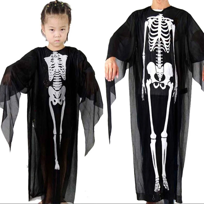 

Adult Kids Carnival Masquerade Skeleton Dress Robe Halloween Party Cosplay Cloak Dropship