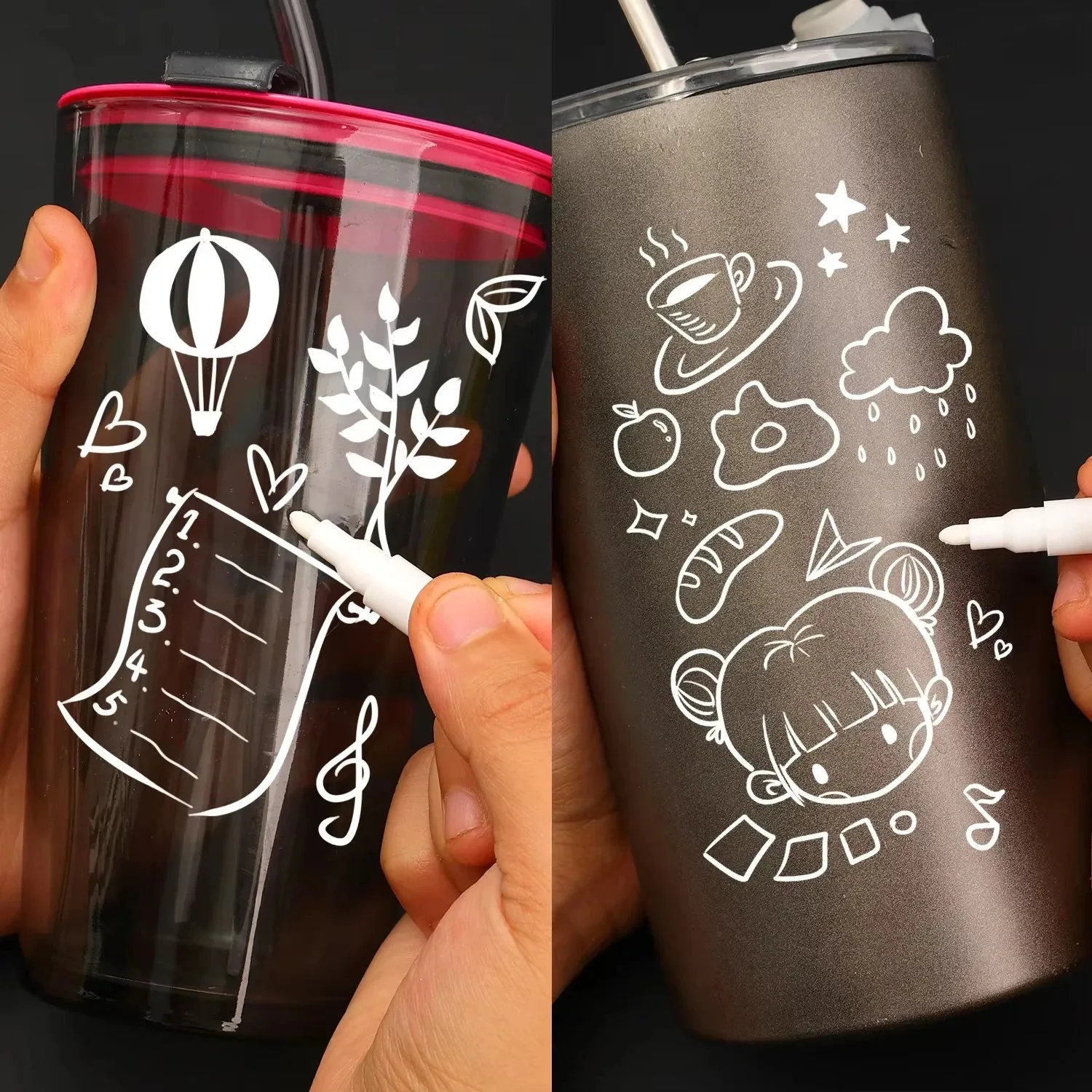 5-50개 화이트 액체 분필 지울 수 있는 펜 마커 유리창 칠판 창문 화이트 펜 세척 가능 지울 수 있는 마커