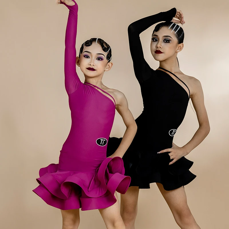 Latin Dance Kids' Dancewear Dress Split JointRound Sleeveless Girls' Performance Nylon