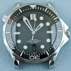 Stainless Steel Sapphire Diving Watch Case with Transparent Back and Waterproof Design (NO.17 black dial)