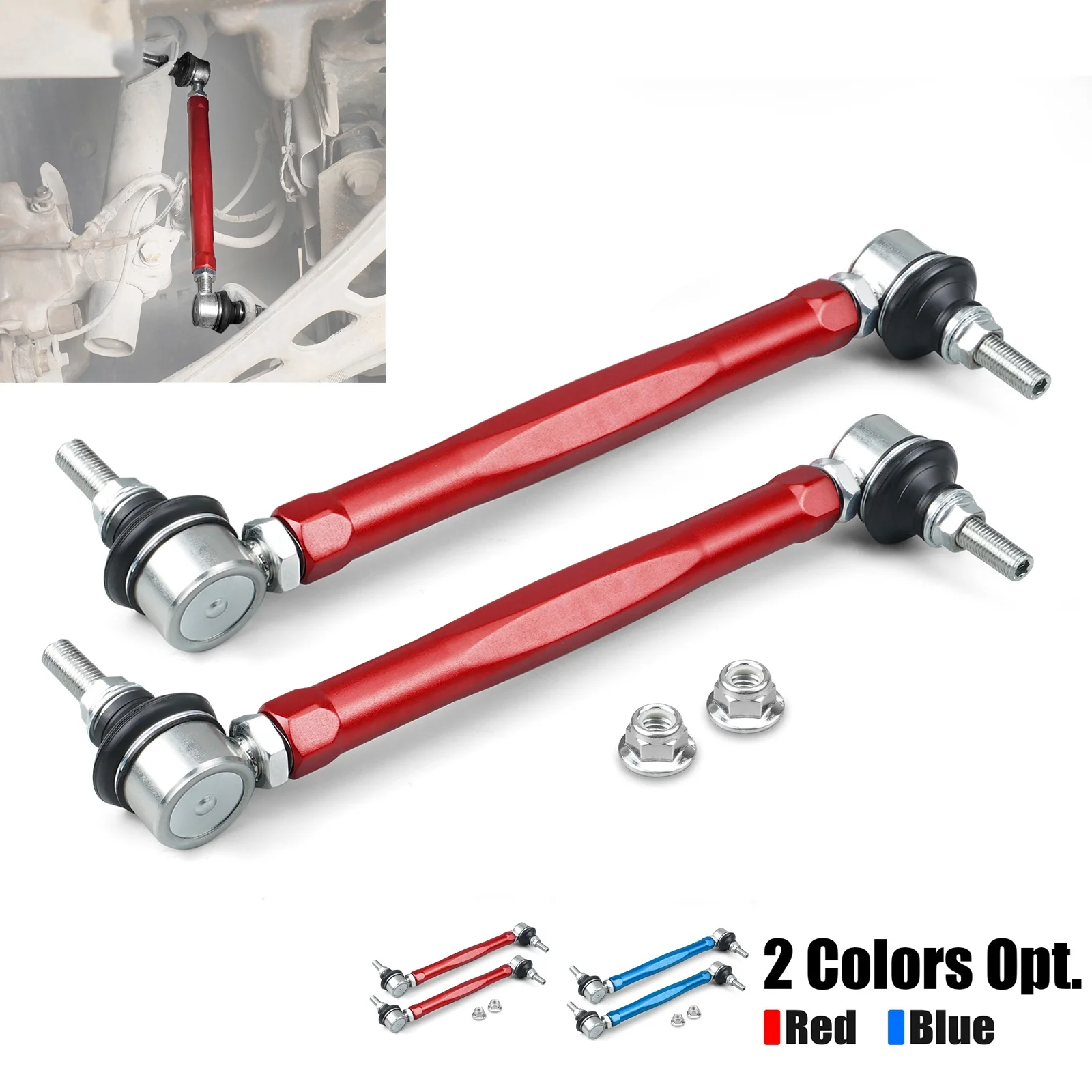 BEVINSEE Front Adjustable Sway Bar End Link Set for BMW E46 323i 325i 328i 330i 1999-2006 Z4 E85 E86 2003-2008