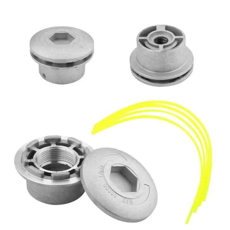 Description Picture 3 of itemUniversal Aluminum Grass Trimmer Head With 4 Lines Brush Cutter Head Thread Nylon Grass Cutting Line Head for Lawn Mower Silver