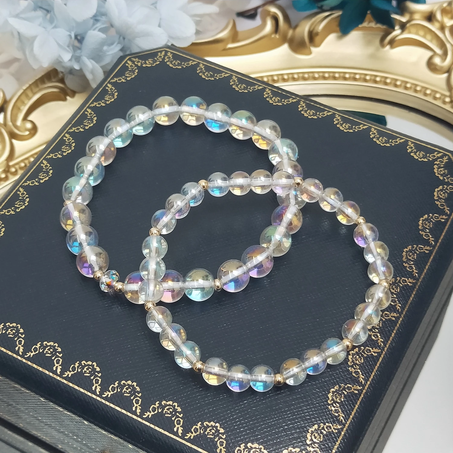 Lii Ji Aurora American 14K Gold Filled 6Mm/8Mm Bracciale Elastico 18Cm Per Gioielli Femminili