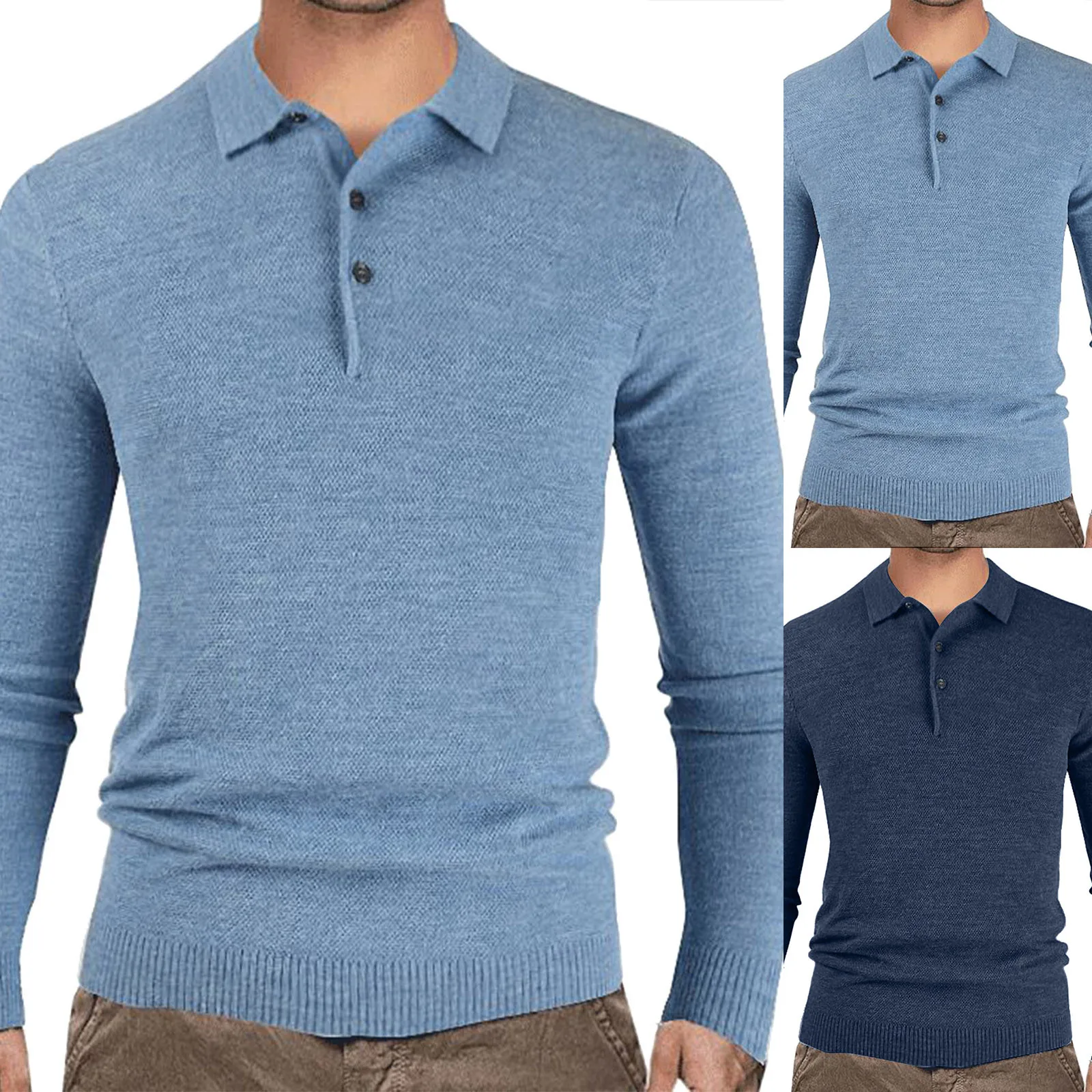 

Social Business Sweater Solid Color Sweaters Fashion Pullovers Comfortable Sweaters For Men Lapel Collar Pull Homme Dailywear