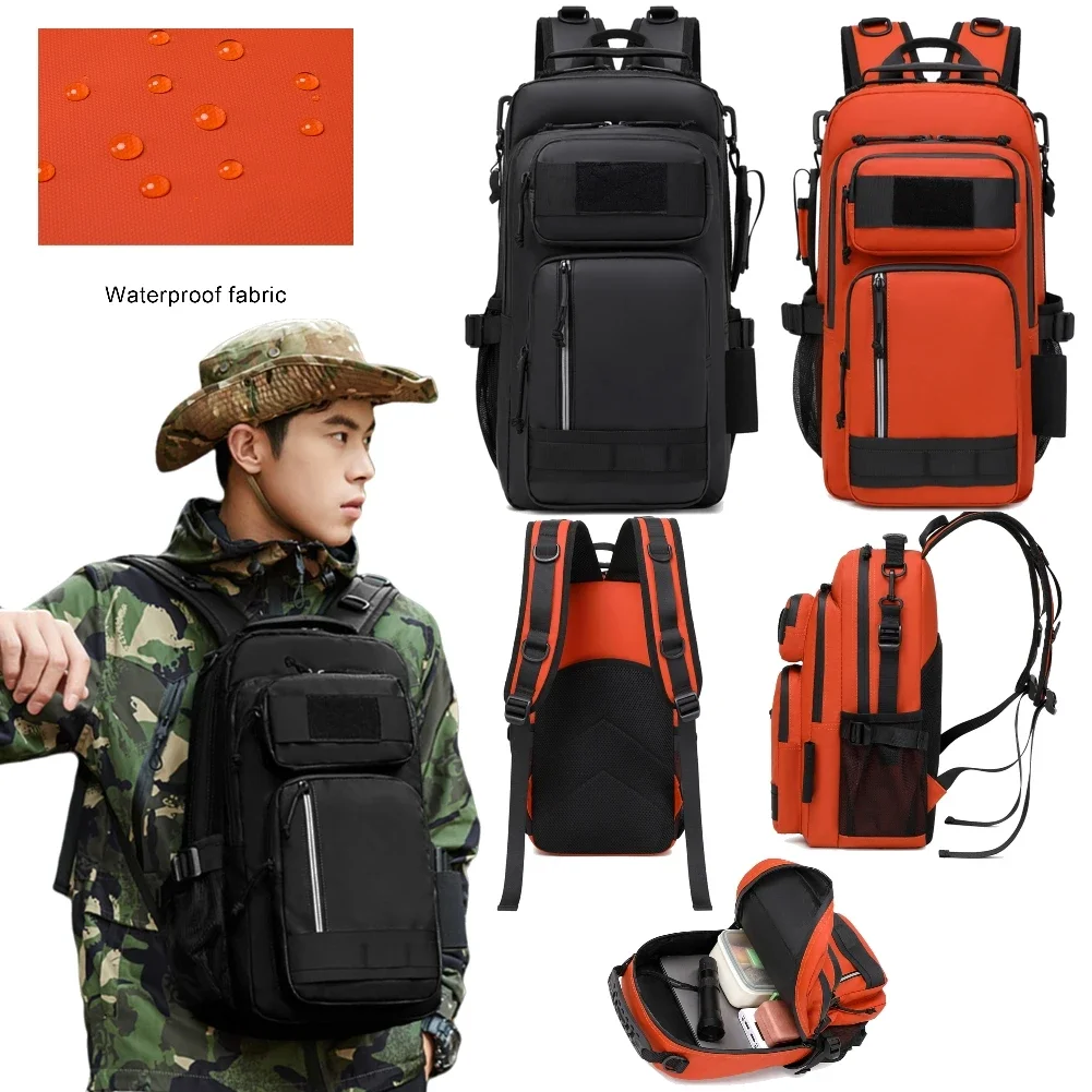 Fishing Backpack with Rod Holder Outdoor Fishing Tackle Backpack Waterproof Outdoor Travel Hiking Camping Shoulder