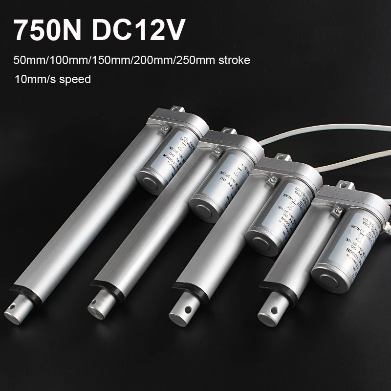 750N DC 12V Linear Actuator Electric Motor Linear Actuator 50/100/150/200/250/300/350mm stroke For Car RV Electric Door Opener