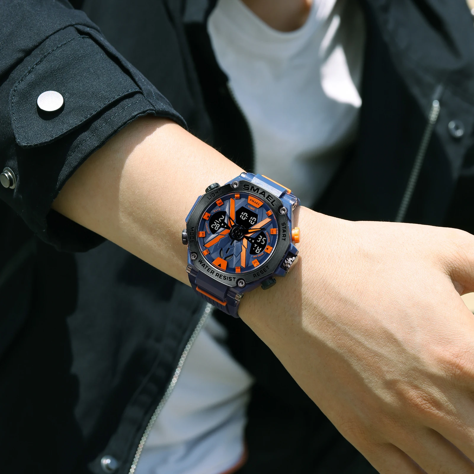 Sports Wristwatch Men Watches Quartz SMAEL Brand 50M Waterproof Wristwatch Time Alarm Clock 8087 Sport Watch Military Army