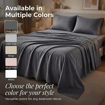 Cooling Bamboo Bed Sheets Set for Twin, Full, Queen, King and California King Size Bed - 18 Inch Deep Pocket - Bedding Sheets & 1