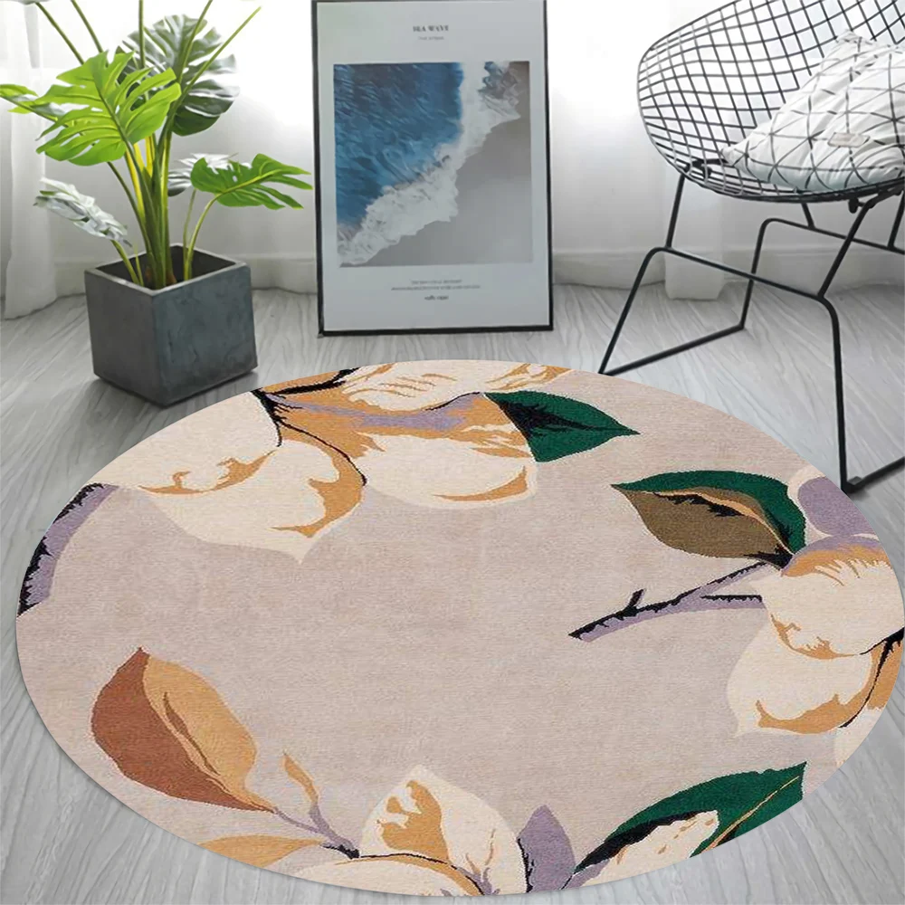 

CLOOCL Flannel Round Carpet Elegant Magnolia Flower 3D Printing Round Rug Living Room Bedroom Door Floor Mat Decor Drop Shipping