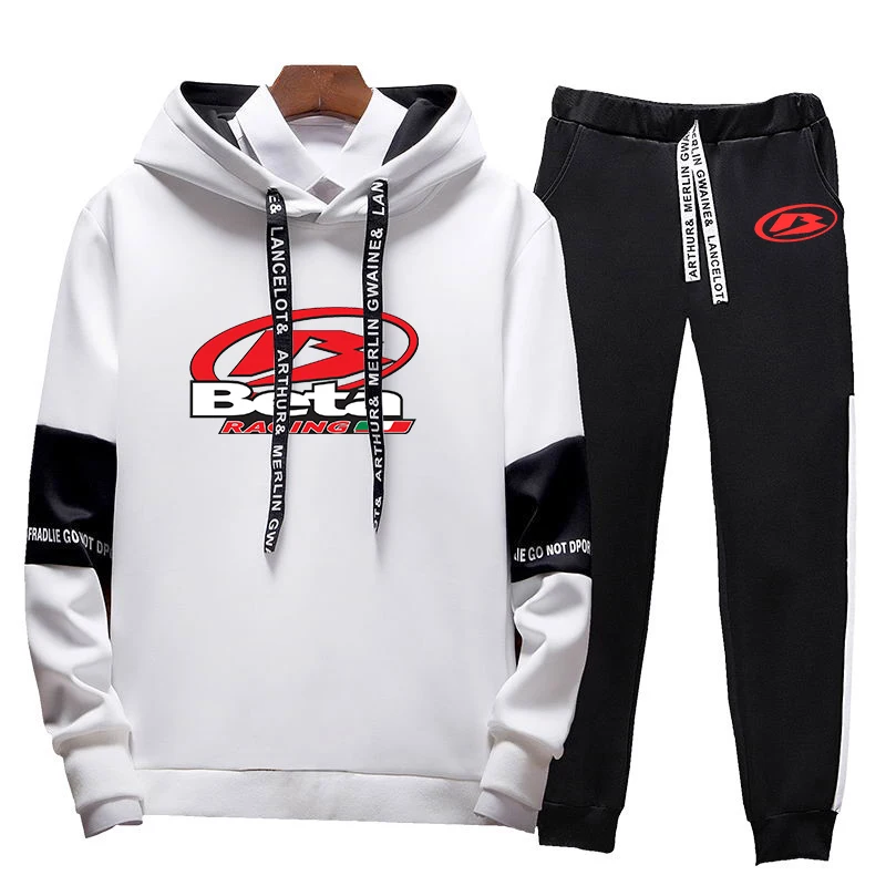 2023 Spring and Autumn Men's Beta Racing Motorcycle Cross-country Motorcycle Logo Printing Tri-color hooded sweatshirt+sweatpant
