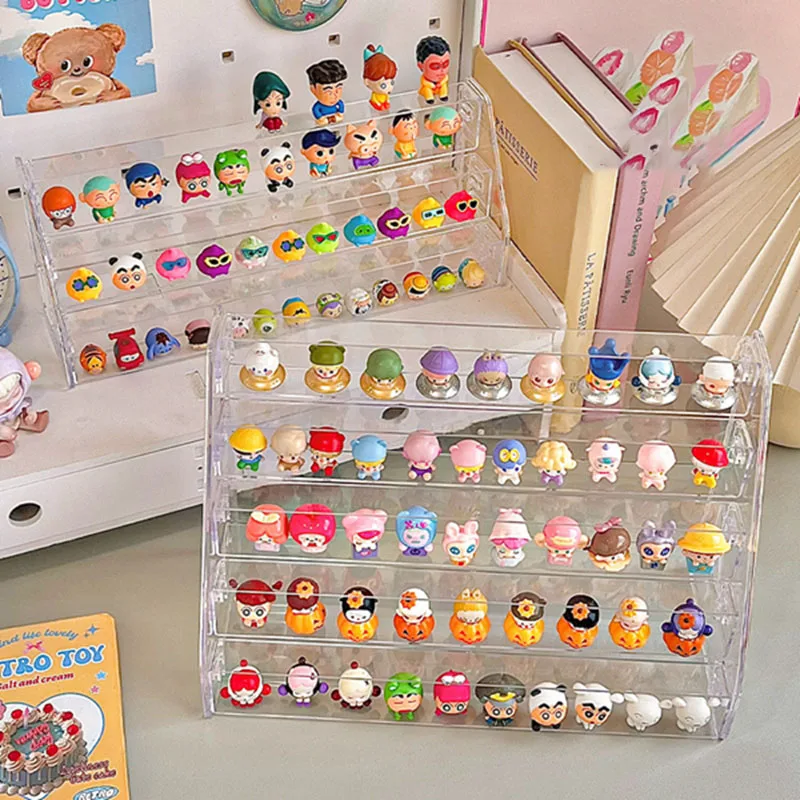Multilayer Acrylic Display Stand Durable Display Rack For Cupcake Perfume Doll Transparent Trapezoidal Blind Box Storage Shelf 4