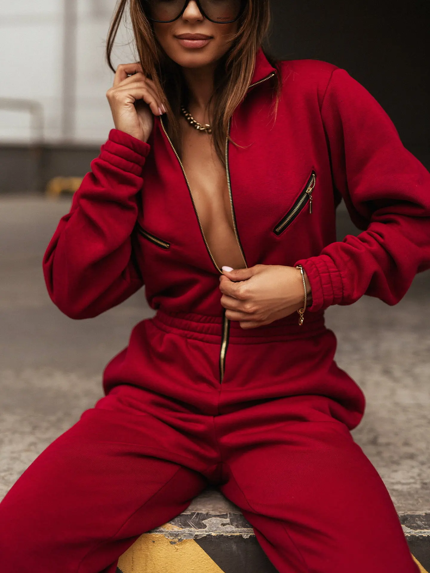 Women Tracksuit Jumpsuit Fall Winter Warm Fleece Hoodies Set Fitness Yoga Wear Jogger Sets Sweatpants Women Set Jumpsuit Romper