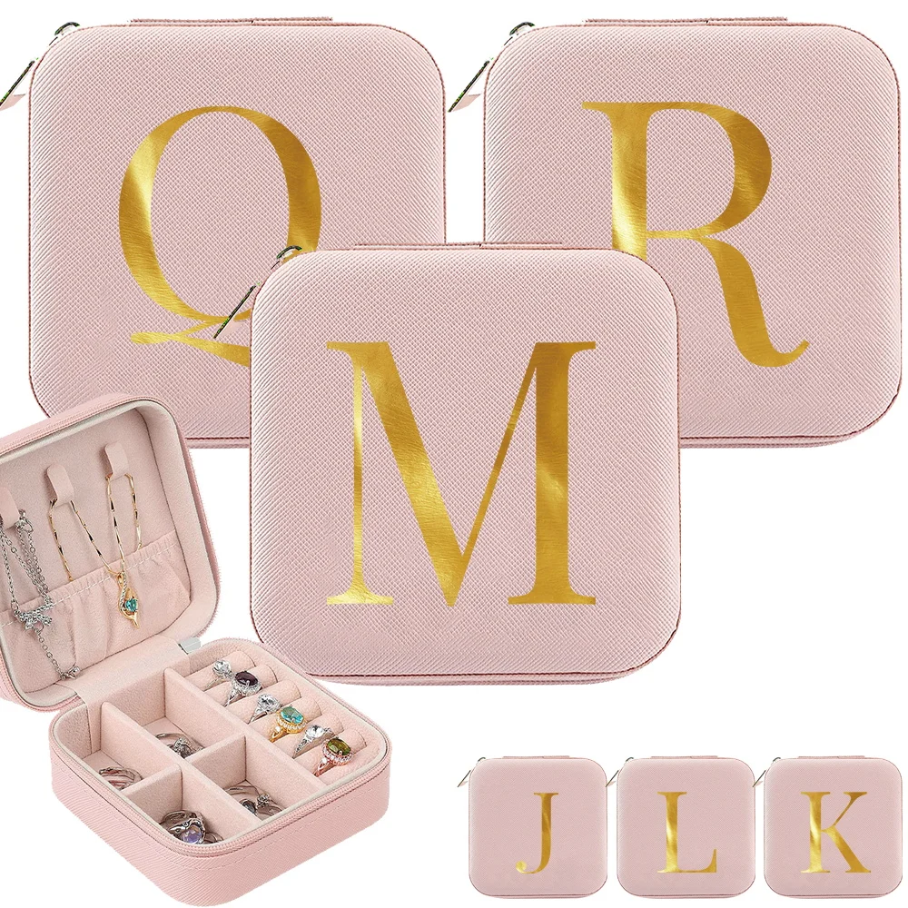 

Women's Jewelry Storage Box Mini Square Jewel Case Minimalist Letter Series Zipper Waterproof Simplicity Jewels Organizer Boxes