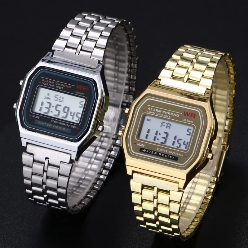 Dames Heren Horloge Goud Zilver Vintage Led Digitale Sport Militaire Polshorloges Elektronische Digitale Cadeau Cadeau Mannelijke Promotie