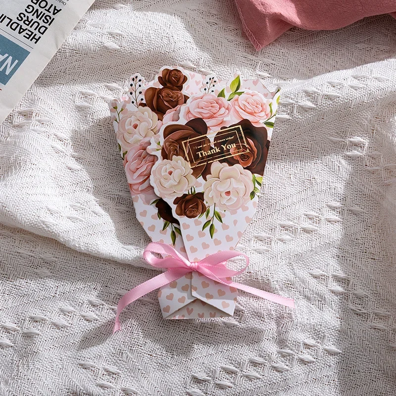 Flower Pattern 3D Foldable Bouquet Greeting Card Blessing Words Wedding Invitation DIY Card Birthday Gift Greeting gift card greeting cards wedding invitations