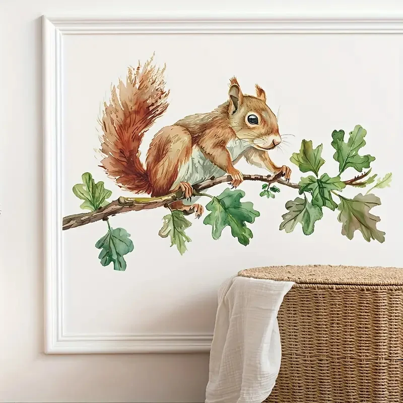 Squirrel on a Branch Wall Stickers Decoration for Living Room, Wall, Bedroom, and Home Decor Car Decals Self-Adhesive