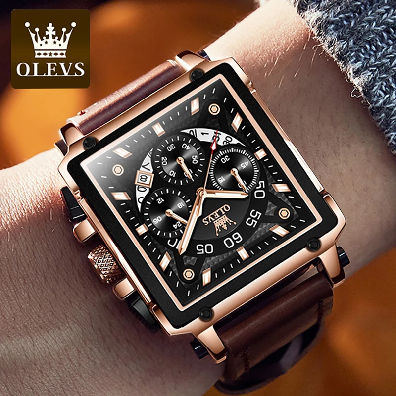 INLAW - Olevs 6898 Uomo Moda Astuccio Impermeabile Dual Calendario Orologio Al Quarzo  Brown Blue 8460907784601
