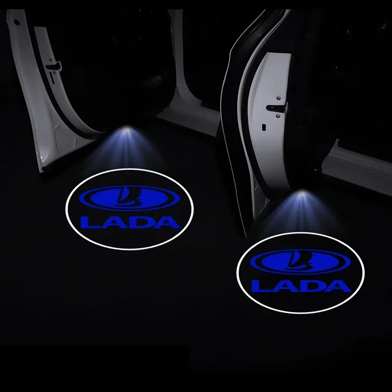 LED 자동차 문짝 범용 프로젝터 고화질 웰컴 라이트, 라다 베스타 니바 칼리나 프리오라 그란타 라거스 바즈 사마라용, 1 개, 2 개