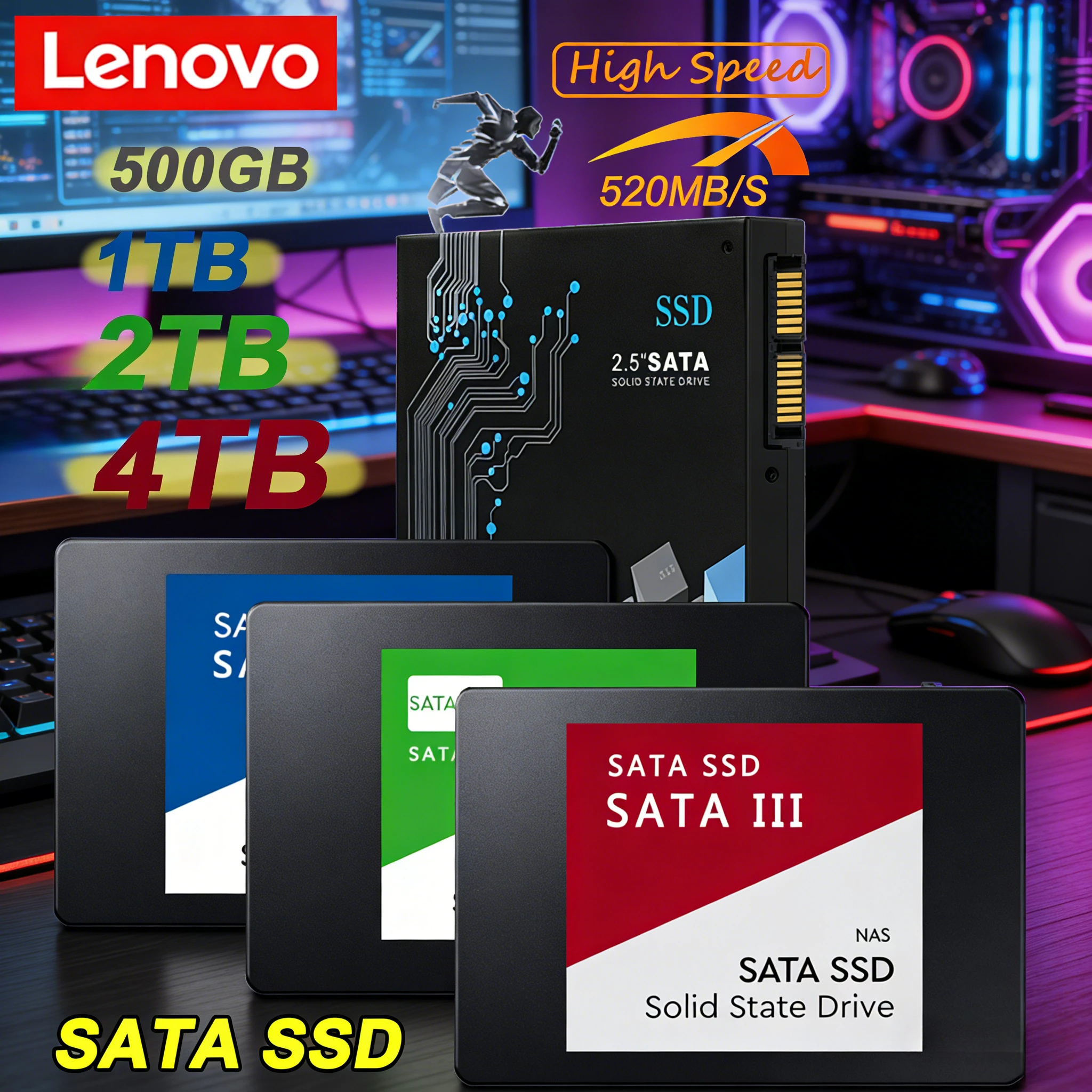 레노버 노트북용 4TB SSD 외장 하드 디스크 내장 하드 드라이브용 Sata3..