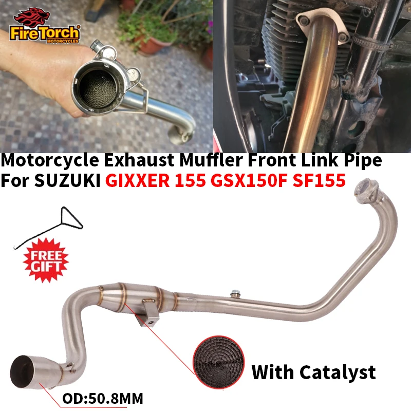 

Slip On For SUZUKI GIXXER 155 GIXXER155 GSX150FS SF155 Motorcycle Exhaust Muffler Front Link Pipe Catalyst Escape Modified