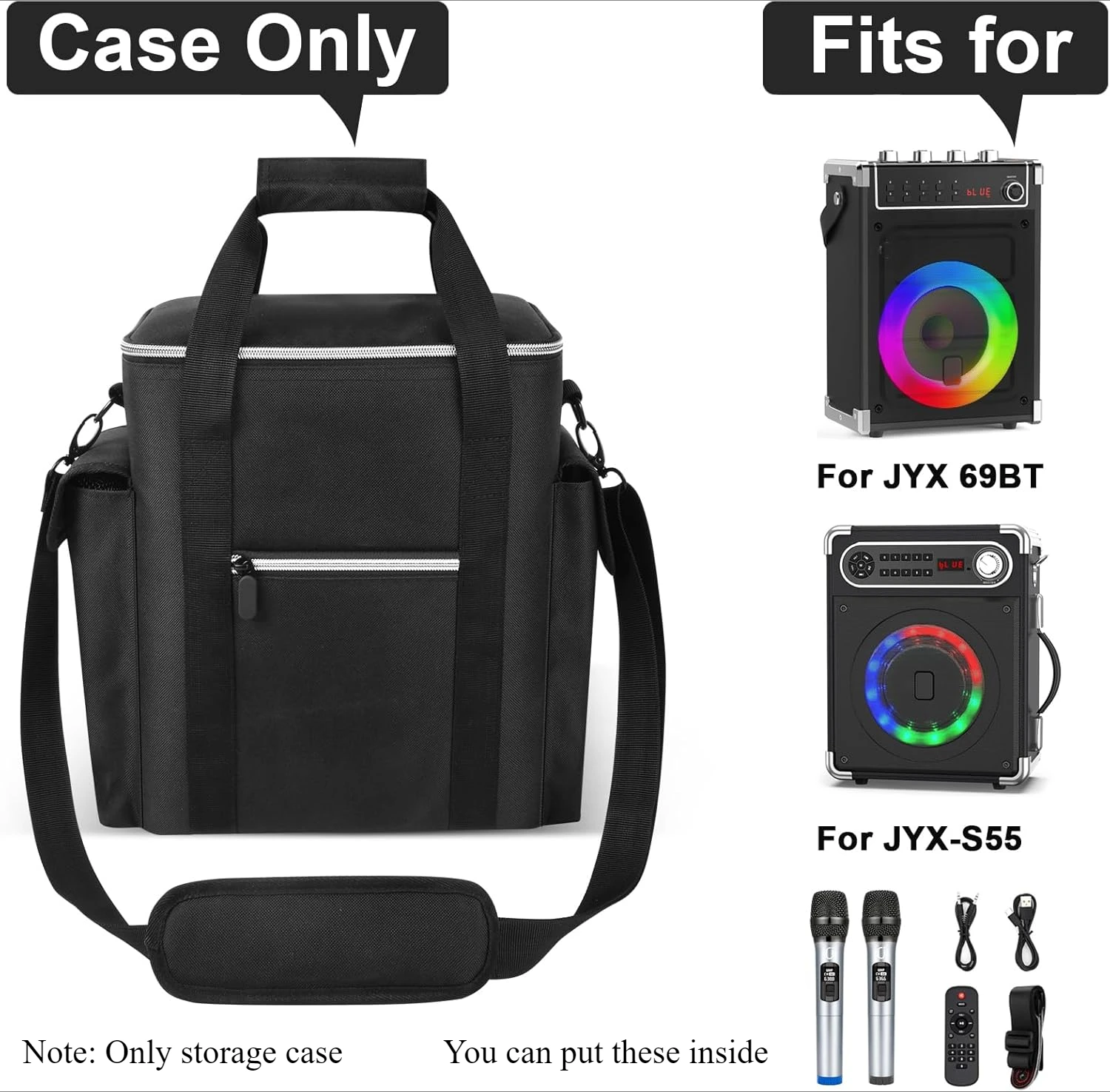 （CASE ONLY) Karaoke Bag Compatible with JYX-S55/ for JYX 69BT Karaoke Machine with Two Wireless Microphones,Holder for MS69 2