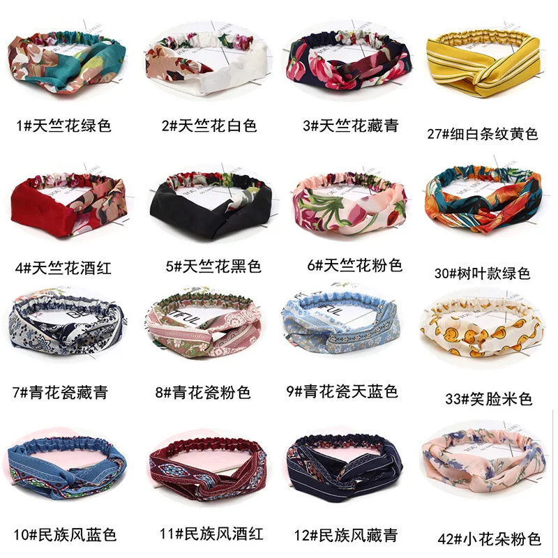 Women Headband New Fashion Hair Bands Bohemian Cross Elastic Hair Band For Ladies Black Purple Female Head band Hair Accessories