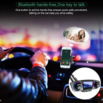 Bluetooth 5.0 Car Adapter FM/AUX Transmitter Kit MP3 Player Auto Wireless Handsfree Dual USB Charger LED Screen