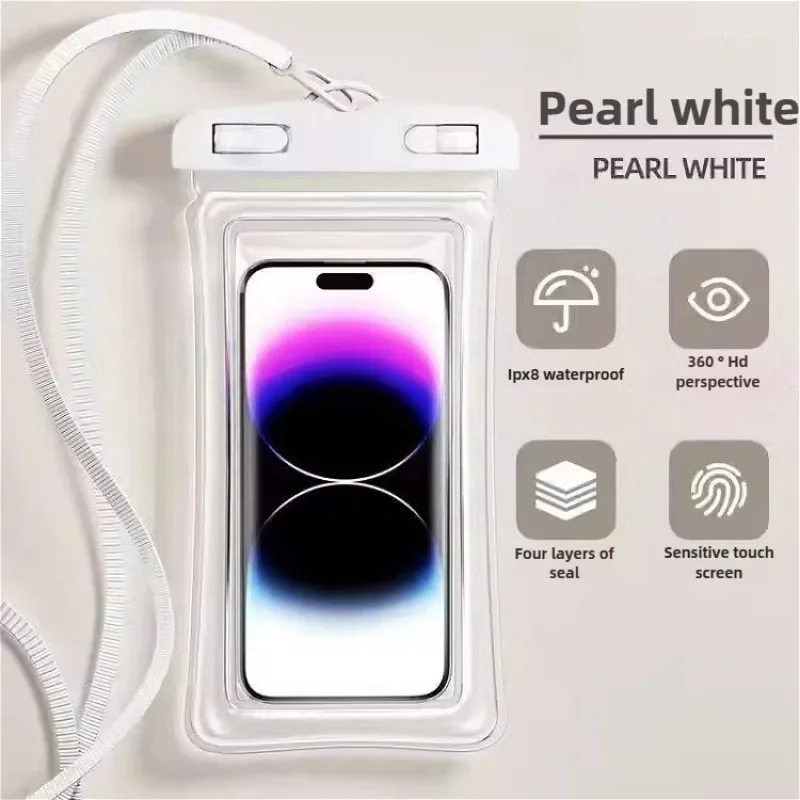 Transparent Waterproof Phone Pouch Under 7.2 Inches Touch Screen Swimming Rafting Waterproof Case with Lanyard Sealed Bag
