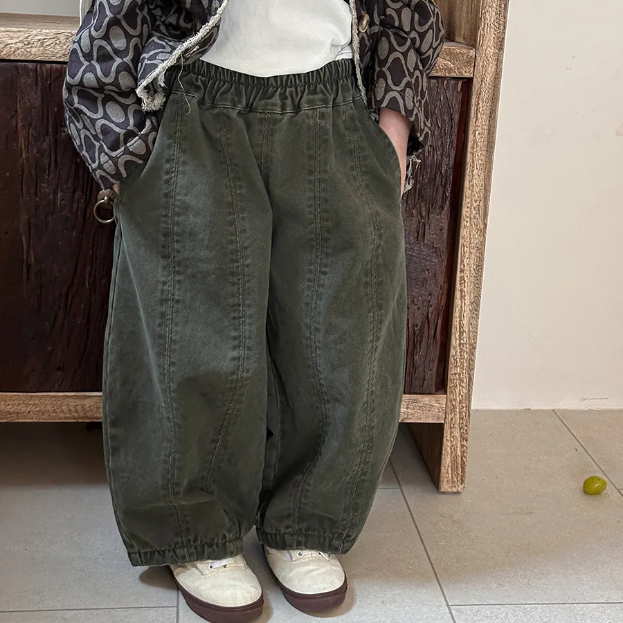 Children Clothes Kids Casual Loose Pants Boys Spring Loose Wide Legs Solid Color Fashionable Simple Kids Trousers boys pants kids pants