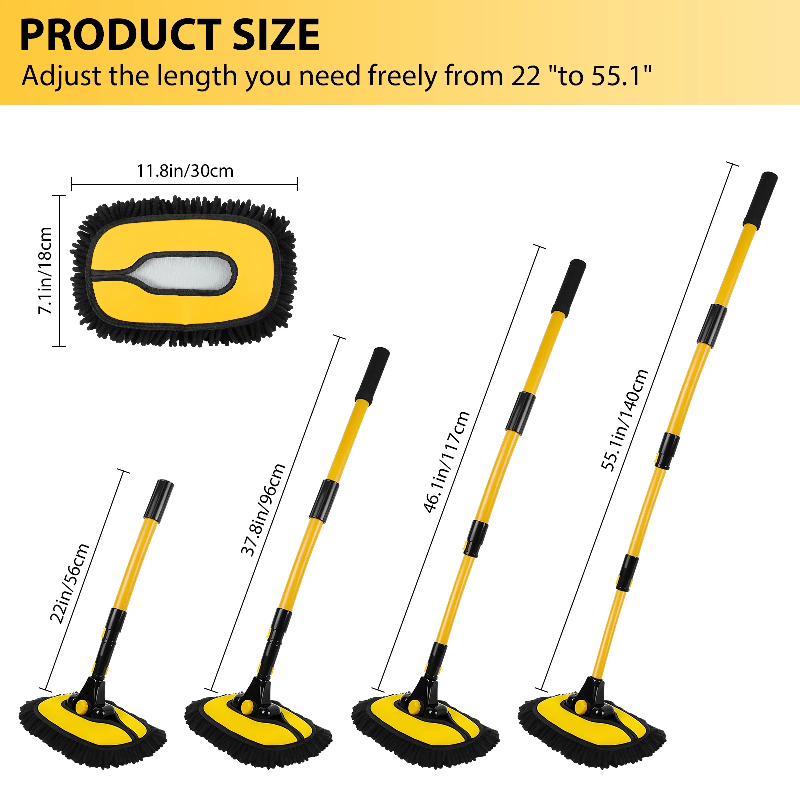 15° Arc Retractable Car Cleaning Brush, Portable Brush Set with Storage Bag for RV, Truck and Camper Cleaning: 3 - 5 Days Free Delivery Only UK