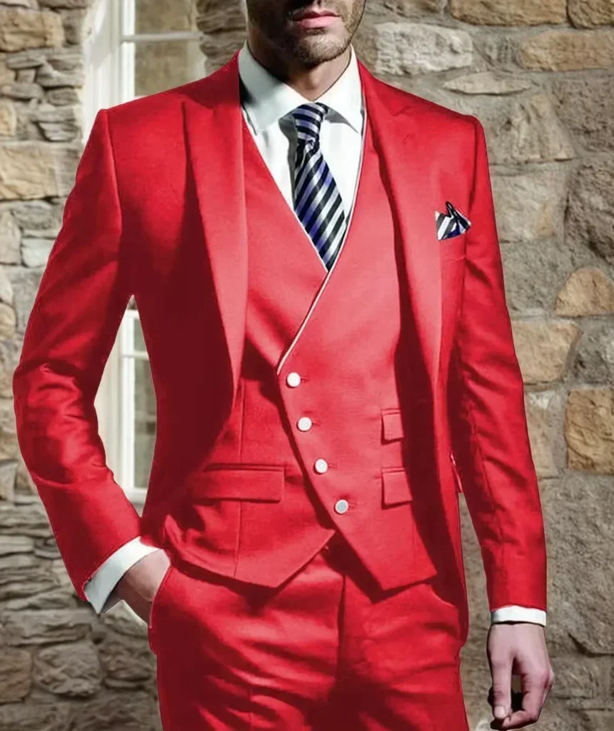 Men Suits for Wedding 3 Pieces Blazer Vest Pants Peak Lapel Slim Fit Suit Elegant Tuxedos for Wedding Business Evening Party