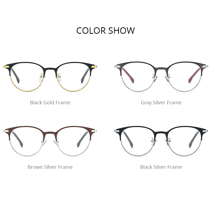 Eyeglasses Frames Eyeglass Frames Alloy Glasses Frame Men Women Vintage Round Eyeglasses Retro Frame Screwless Eyewear 988