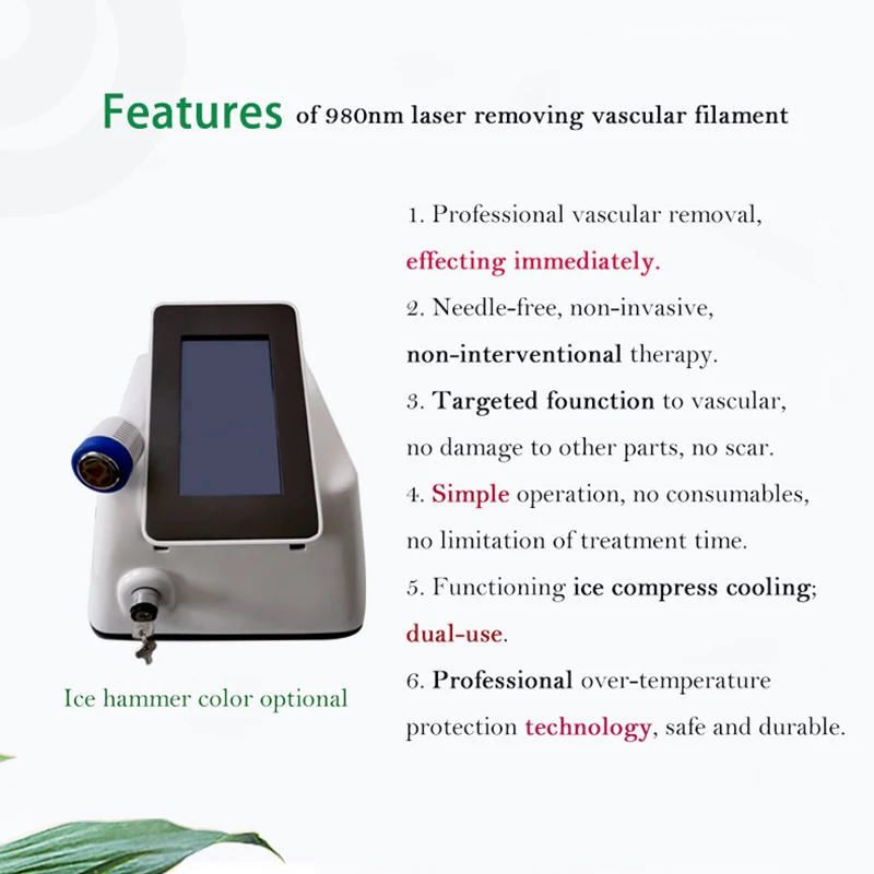 980Nm Laser Diode Vascular Spider Varicose Vein Removal Machine Treatment Fungi Physiotherapy For Nail Lipolisi Commercial Salon 4