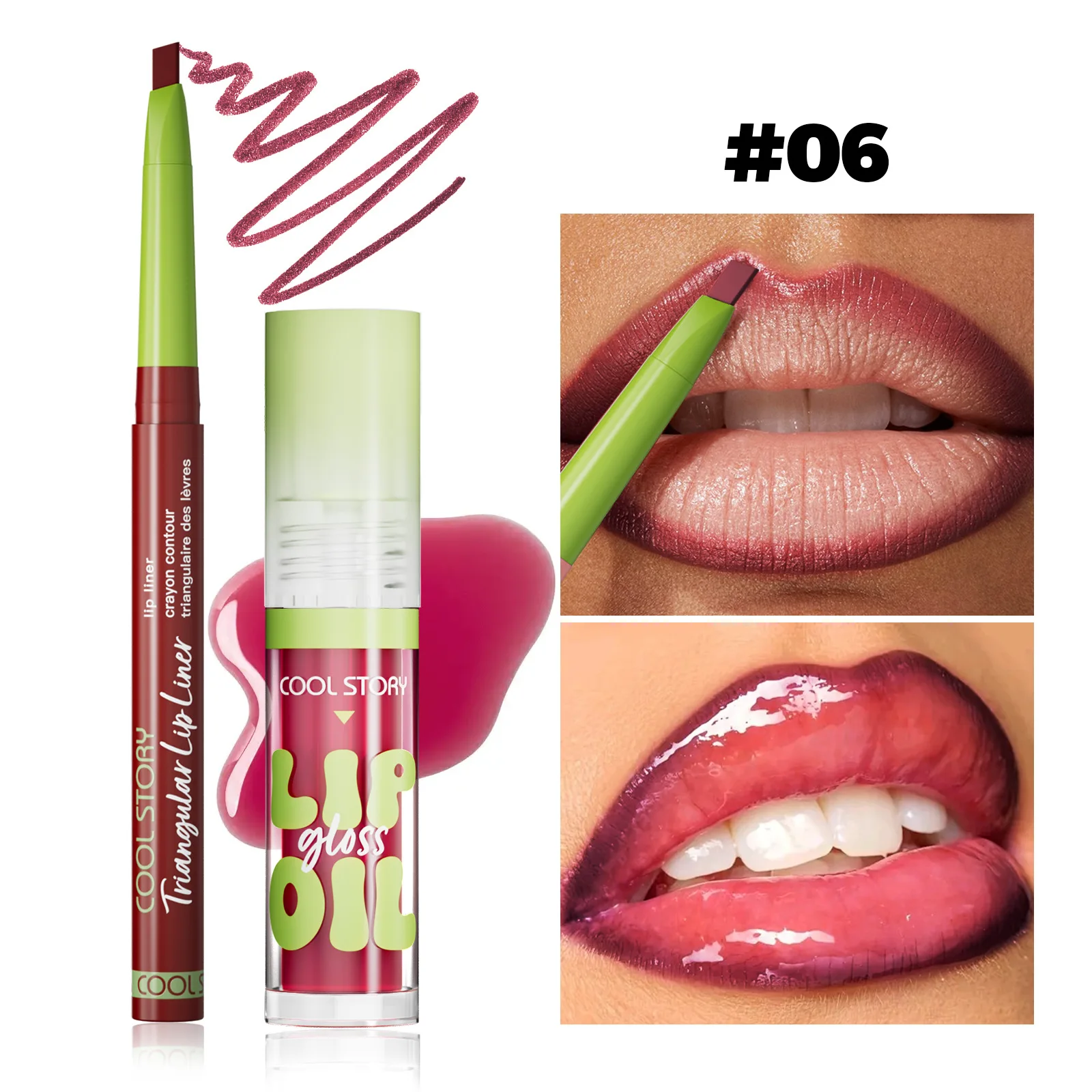 2pcs Lips Contour Makeup Kit Matte Lip Liner with Moisturizing Plumping Lip Gloss Lip Oil Combo Set  Lips Cosmetics - 5